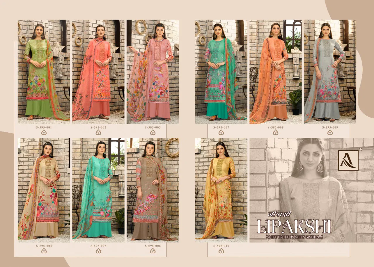 Alok Lipakshi Print with Fancy Embroidery with Swarovski Diamond Work Designer Dress Material Collection

